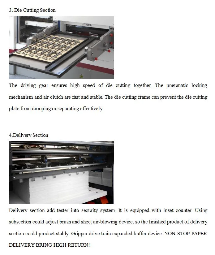 Automatic Wide Format Flatbed Cardboard Paper Usage Die Press Cutting Cutter Box Carton Die-Cutting Machine with Kiss Creasing Stripping